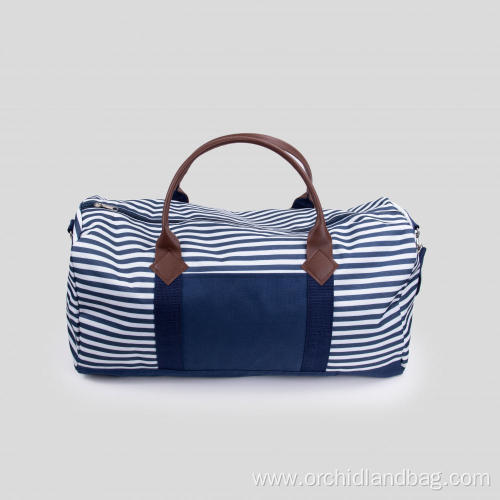 Blue Striped Canvas Travel Bag